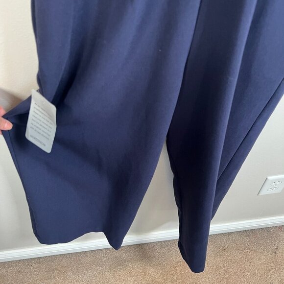 Gal Meets Glam Nicole Jumpsuit Size 4 Navy Blue Cropped Wide Leg Square Neckline - Picture 12 of 13